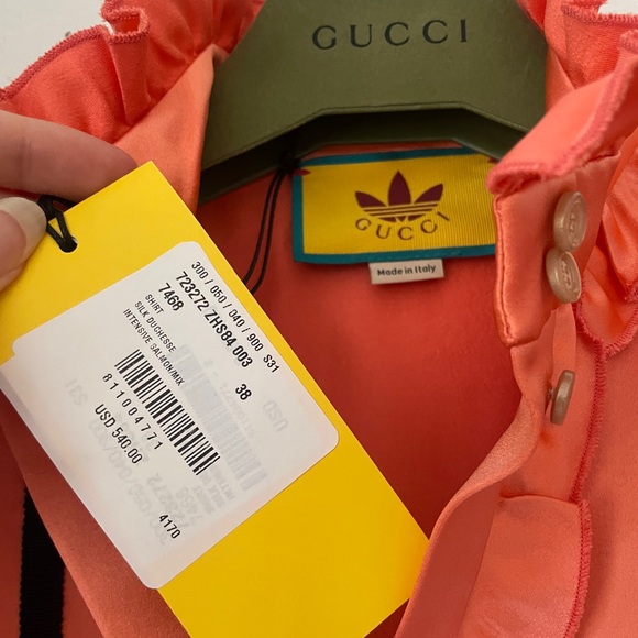 Gucci x Adidas silk shirt dress in orange - Picture 5 of 6